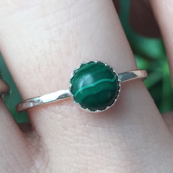 sterling silver malachite ring - Picture 3 of 4